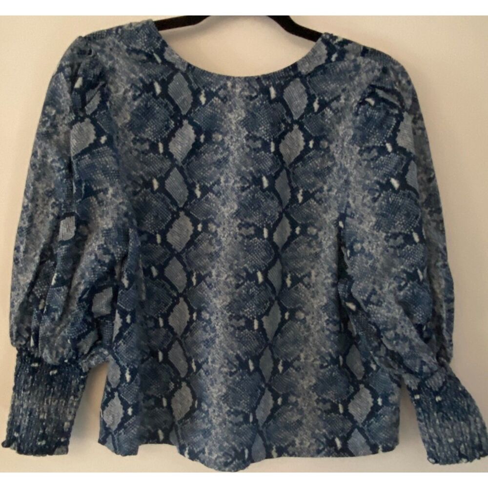 Stella & Dot It's All Gonna Happen Blue Button Up Back Blouse Women's Sz XL